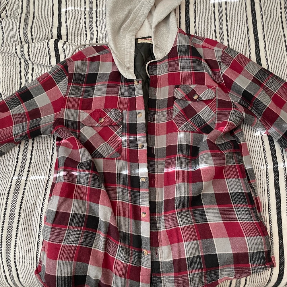 Wrangler plaid jacket with hood size CL